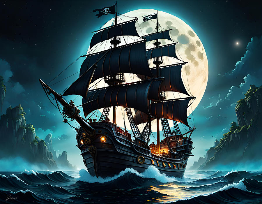 Fantasy Digital Art - Pirate Ship 10JAN24 by Greg Joens Fantasy Digital Art - Pirate Ship 10JAN24 by Greg Joens