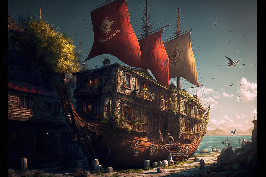 Pirate ship house Digital Art by Vitaliy Lytvyn - Fine Art America