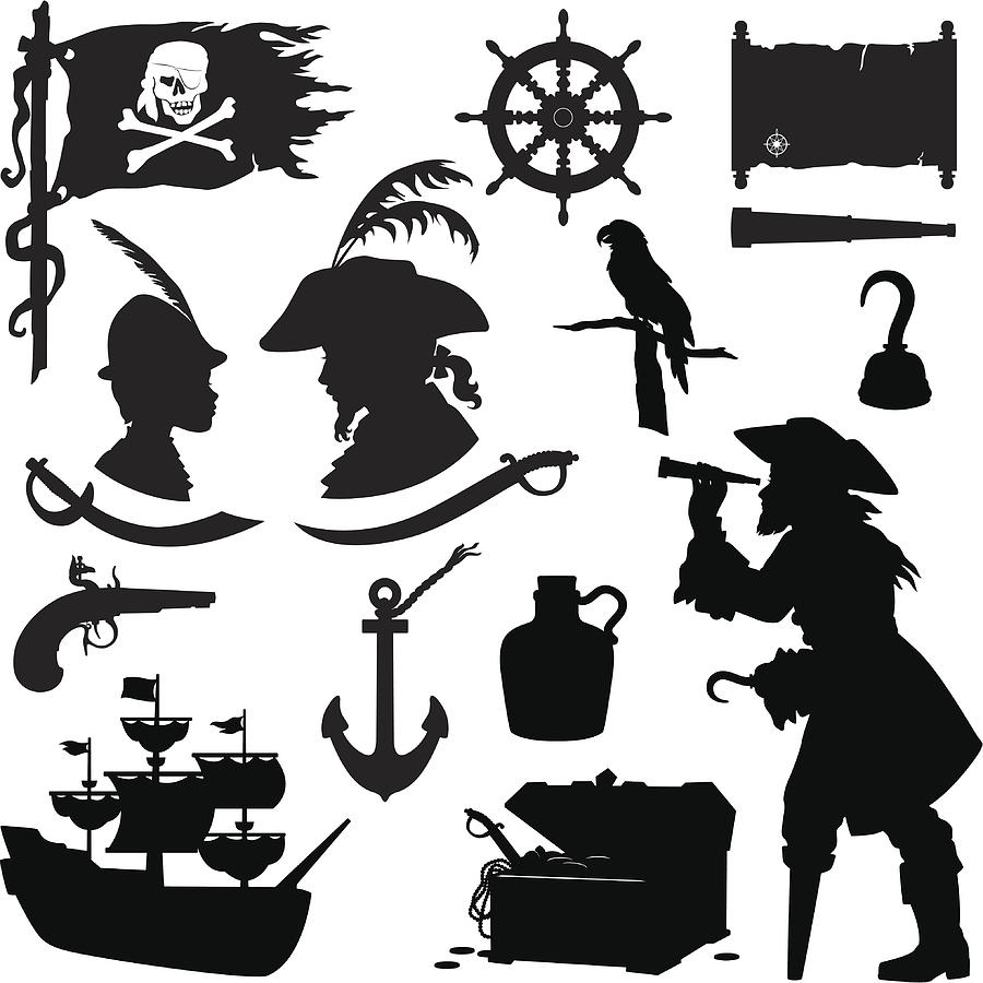 Pirate Silhouettes Drawing by SongSpeckels