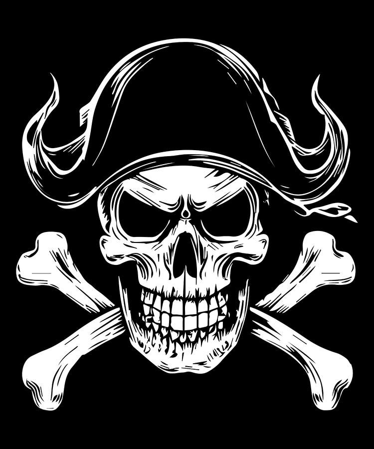 Pirate Skull and Crossbones Digital Art by Flippin Sweet Gear