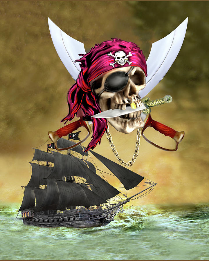 Pirate Skull Treasure Hunter Digital Art by Glenn Holbrook