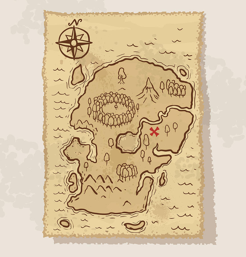 Pirate treasure map vector Drawing by IvanNikulin