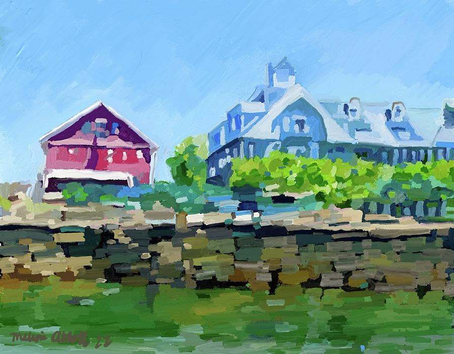 Pirates Lane Wharf with North Shore Art Association Painting by Melissa Abbott