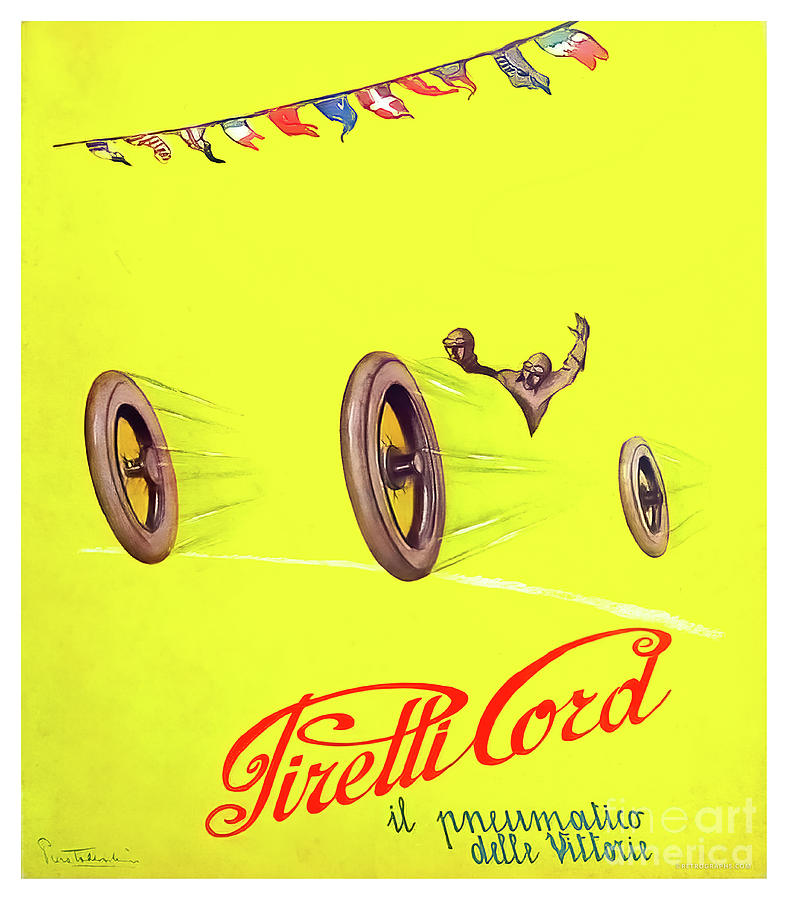 Pirelli Cord 1910s tire illustration Mixed Media by Piero Todeschini