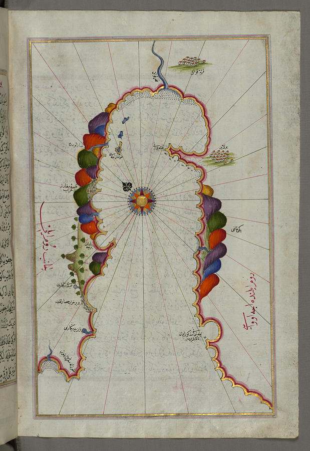 Piri Reis Map of Part of the Coastline of the Sea of Marmara, with