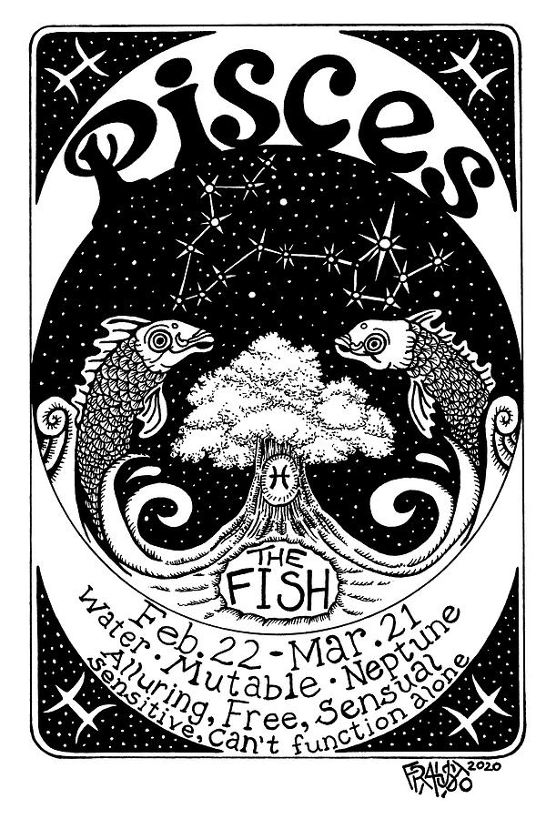 Pisces Zodiac Drawing Drawing by Rick Frausto | Fine Art America