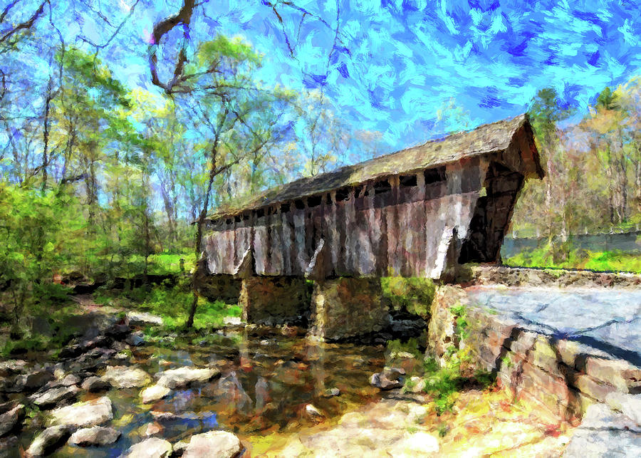 Pisgah Covered Bridge Digital Art by SnapHappy Photos