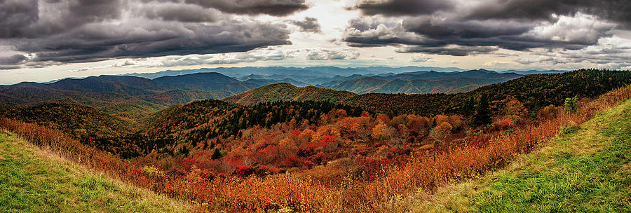 Pisgah Forest Autumn Panorama Photograph by Dan Carmichael