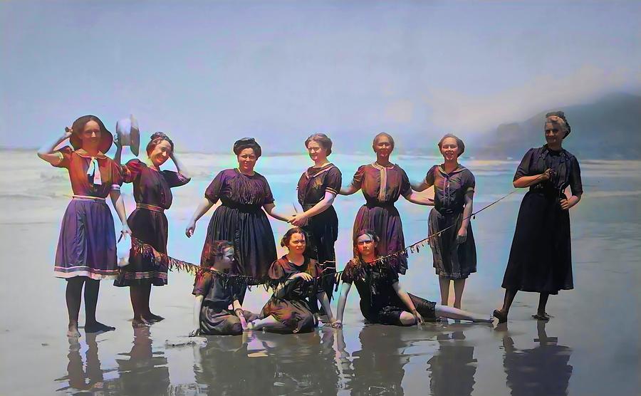 Pismo Beach Bathing Beauties Color Photograph by Unknown