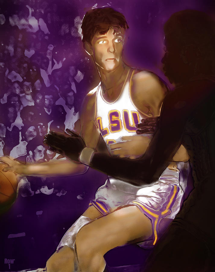 Pistol Pete Maravich Basketball Art Mixed Media by Row One Brand