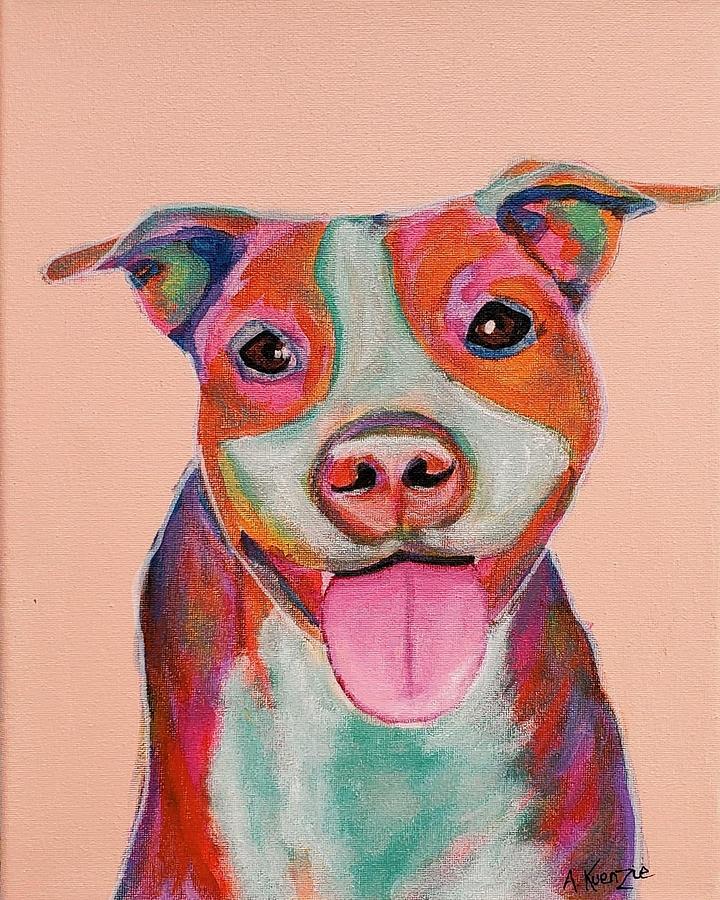 Pit Bull Painting by Amy Kuenzie
