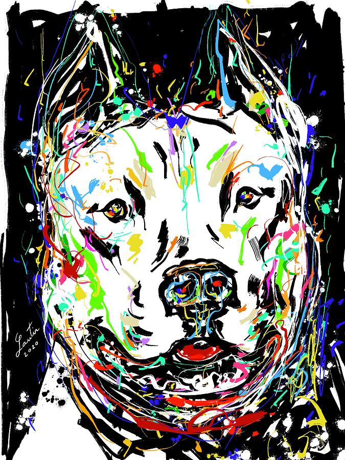 Pitbull Digital Art - PIT BULL portrait.6 by Fabrizio Cassetta