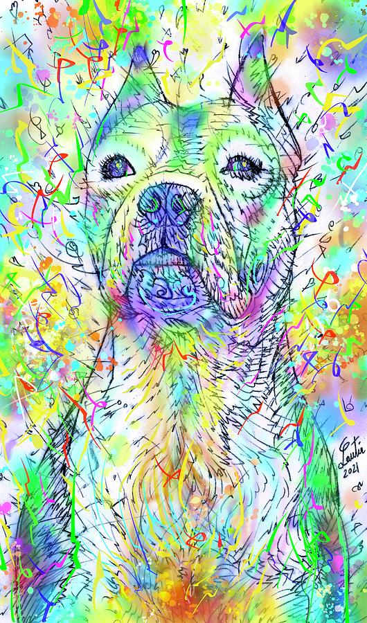 Dog Painting - PIT BULL watercolor and ink portrait.1 by Fabrizio Cassetta
