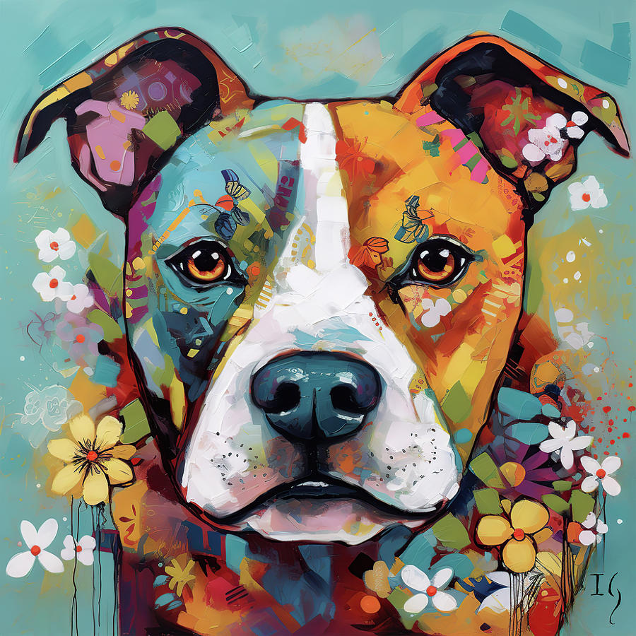 Pitbull Petals Painting by Ivan Guaderrama - Fine Art America