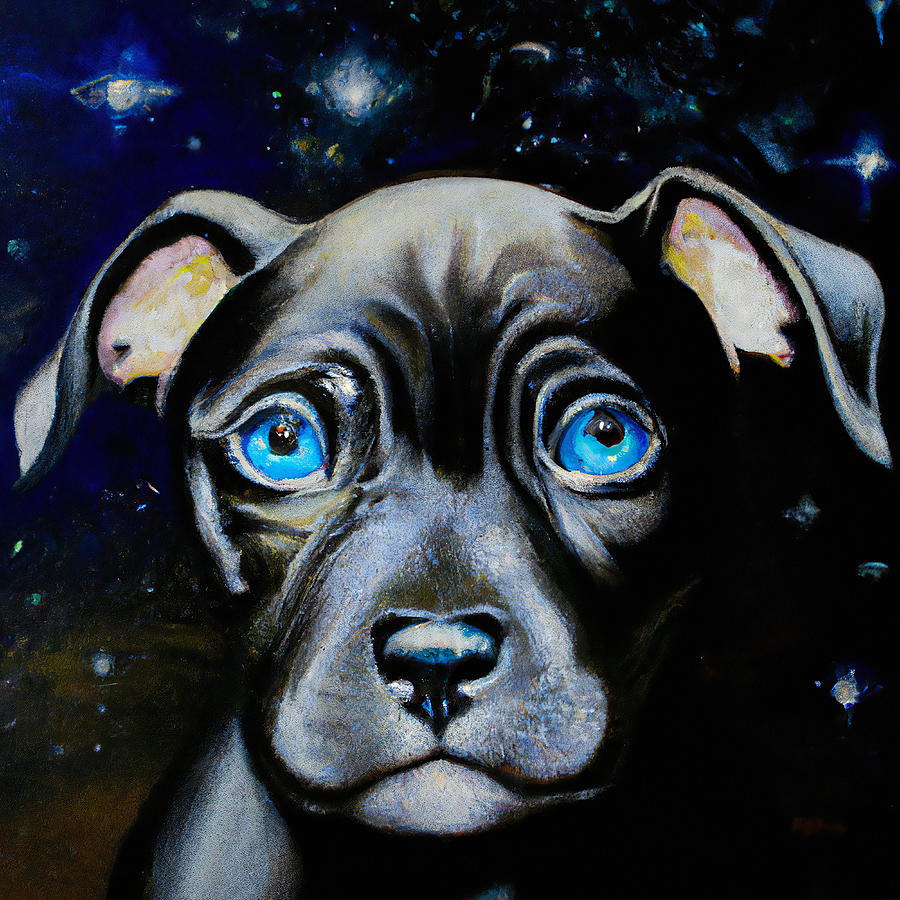 Pitbull Puppy Dog Art Painting by StellArt Studio - Fine Art America