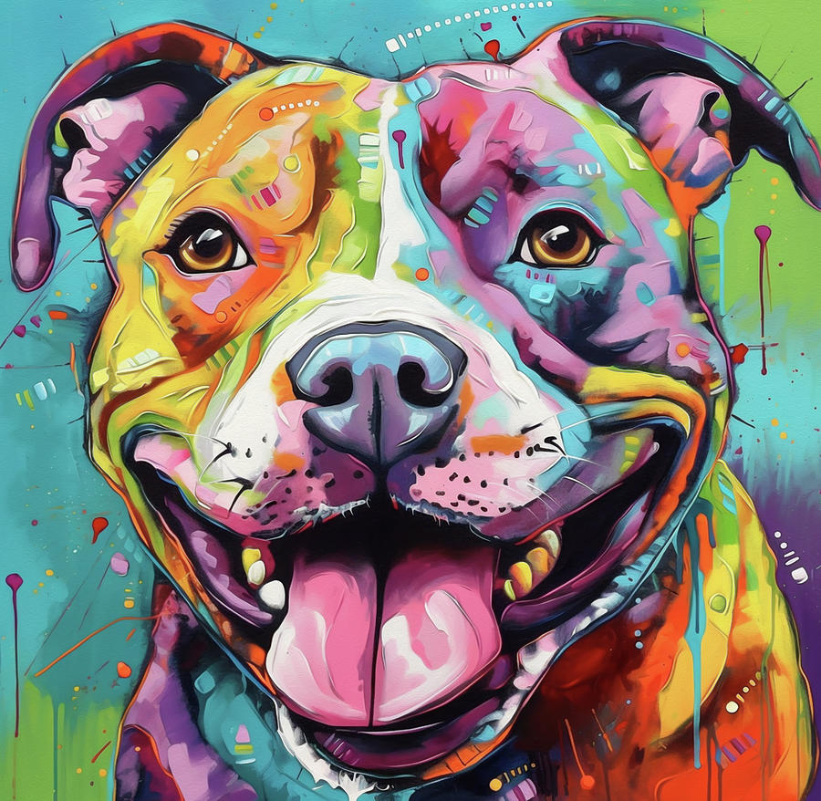 Pitbull Mixed Media by My Enchanted Canvas - Fine Art America