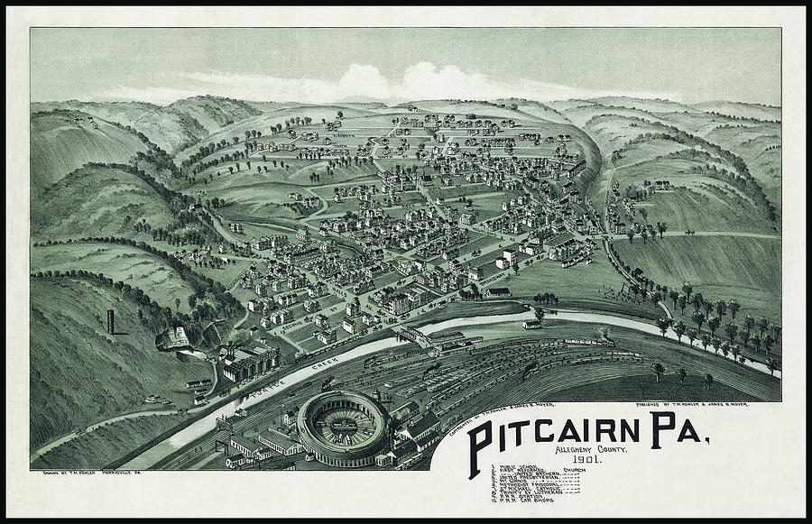 Pennsylvania Map Photograph - Pitcairn Pennsylvania Vintage Map Birds Eye View 1901  by Carol Japp