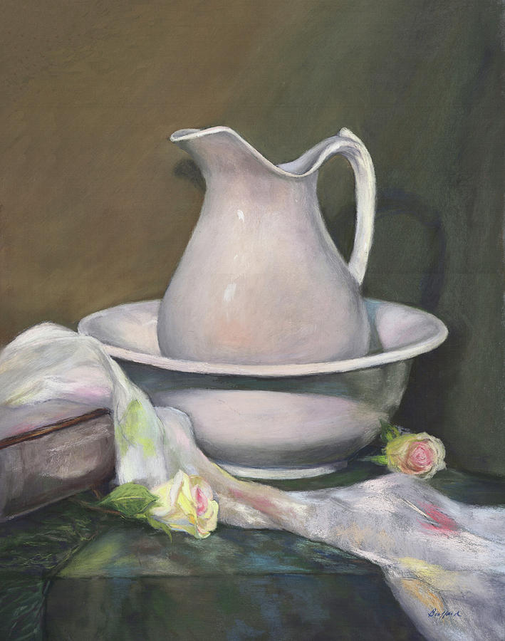 Pitcher and Roses Pastel by Vikki Bouffard