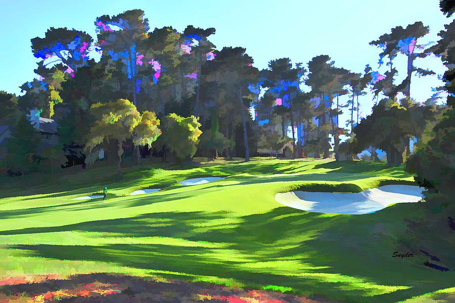 Pitching to the 16th at Spyglass Hill Black Dog Photograph by Floyd Snyder