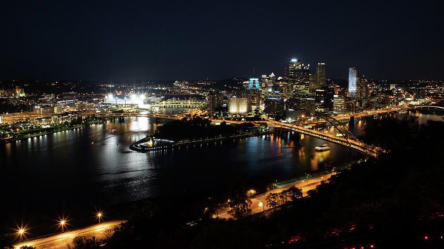 Pittsburgh at Night  Photograph by Steve Templeton