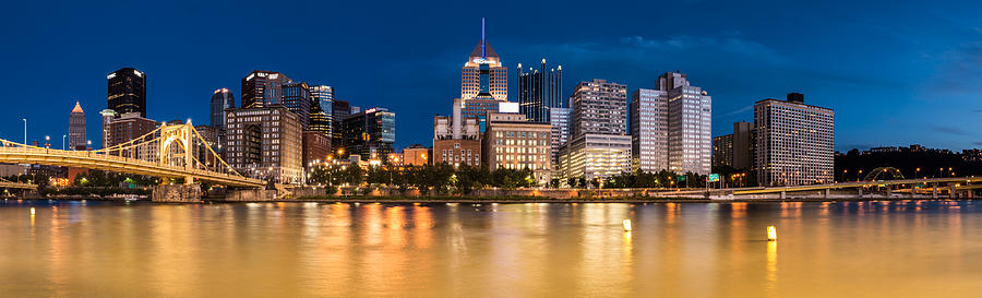Pittsburgh Blue Hour Panorama Photograph by Michael Lee