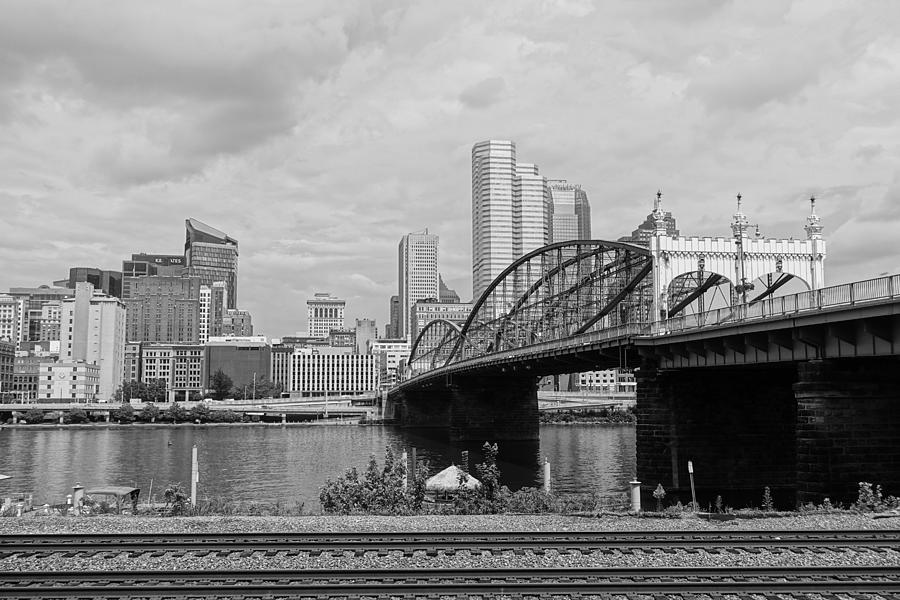 Pittsburgh Bridges bw Photograph by Patricia Caron
