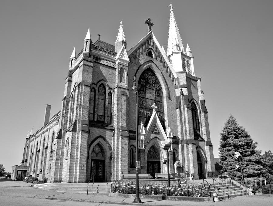 Pittsburgh Mary Of The Mount Church Black And White Photograph by Adam Jewell
