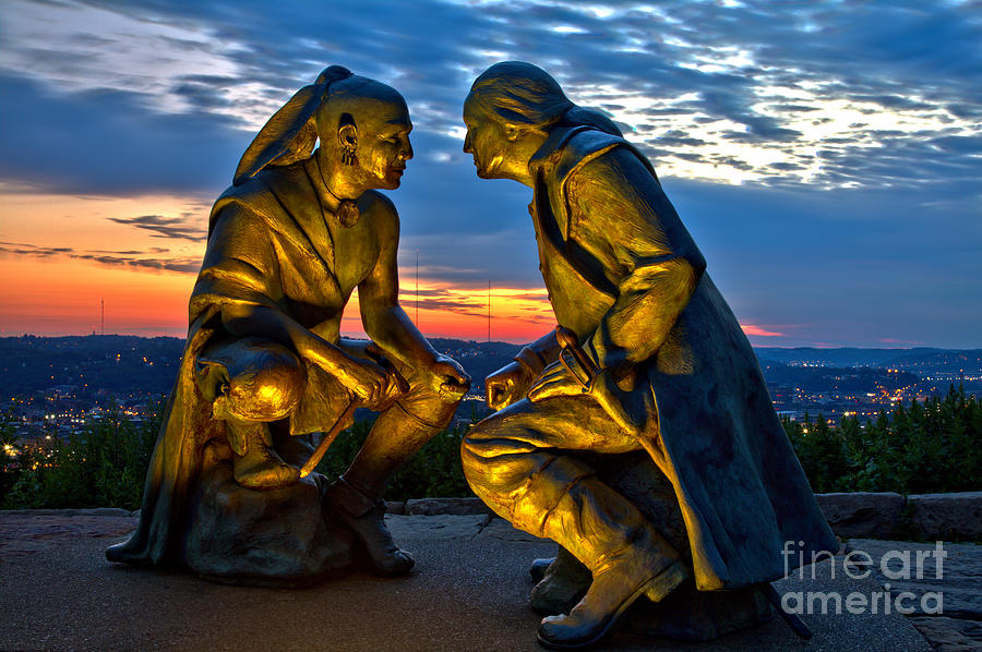 Pittsburgh Mt. Washington Statue Sunrise Photograph by Adam Jewell