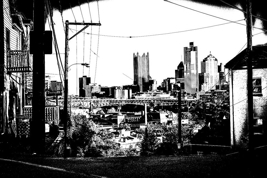 Pittsburgh Neighborhood Scene BW Photograph by Aaron Geraud