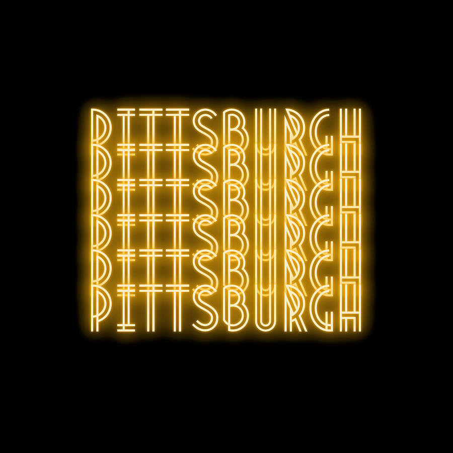 Pittsburgh Neon Sign Retro Text Digital Art by Aaron Geraud