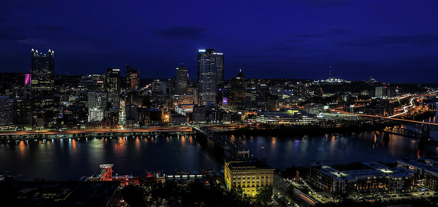 Pittsburgh Night Panorama Photograph by Dan Sproul