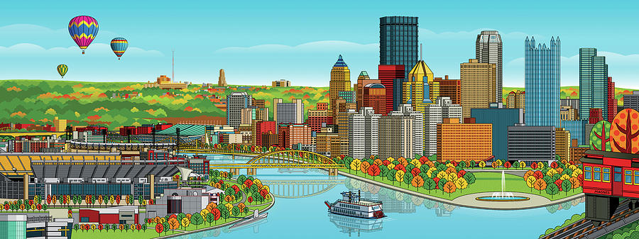 Pittsburgh Panorama Autumn Digital Art by Ron Magnes