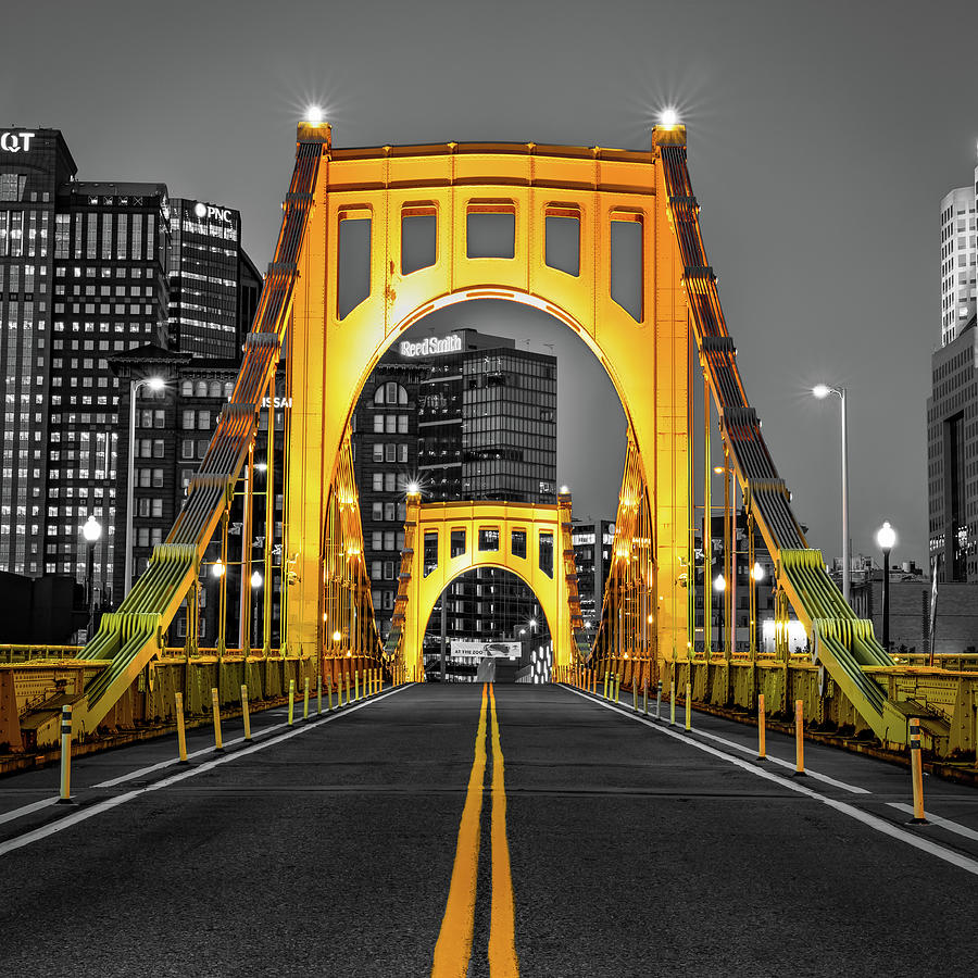 Pittsburgh Pennsylvania Clemente Bridge In Selective Color Photograph by Gregory Ballos