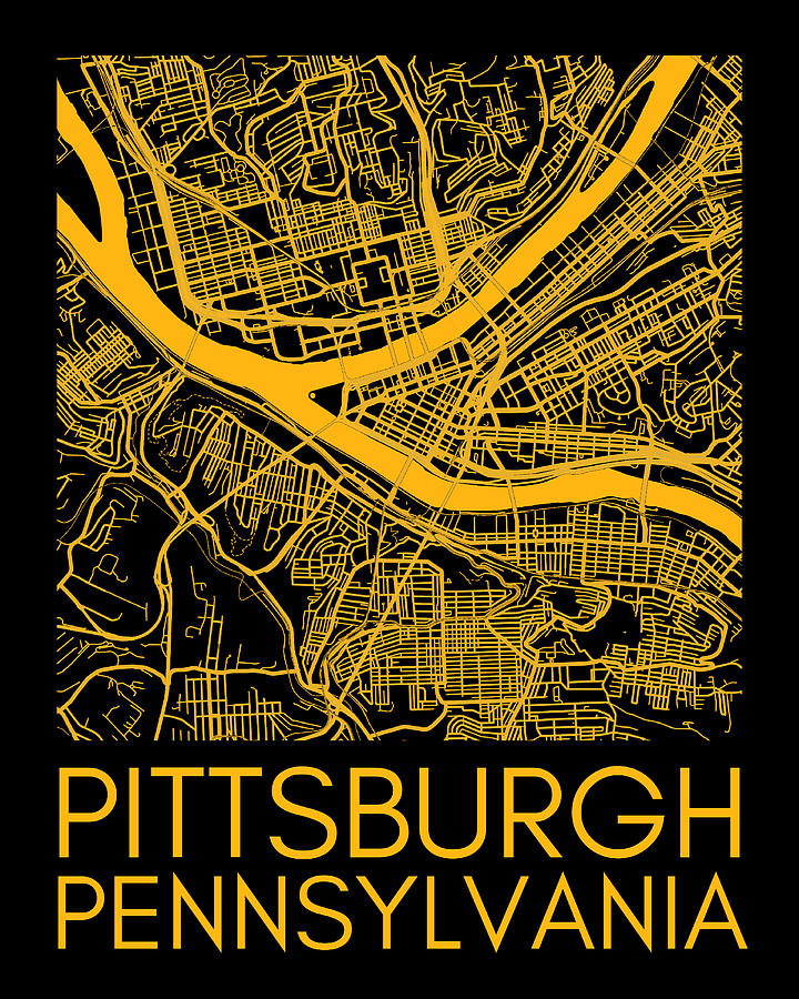 Pittsburgh Pennsylvania Steel City Map Vintage Print Digital Art by Aaron Geraud