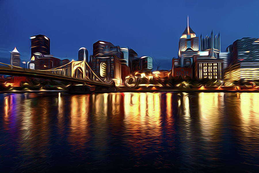 Pittsburgh skyline abstract Digital Art by Alexey Stiop
