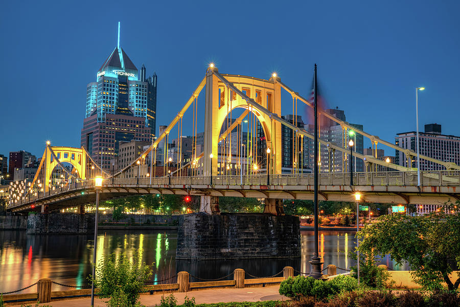 Pittsburgh Skyline And Roberto Clemente Bridge From The Allegheny Landing Photograph by Gregory Ballos