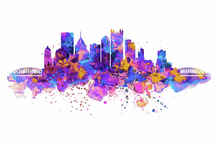 Pittsburgh Skyline Painting by Marian Voicu