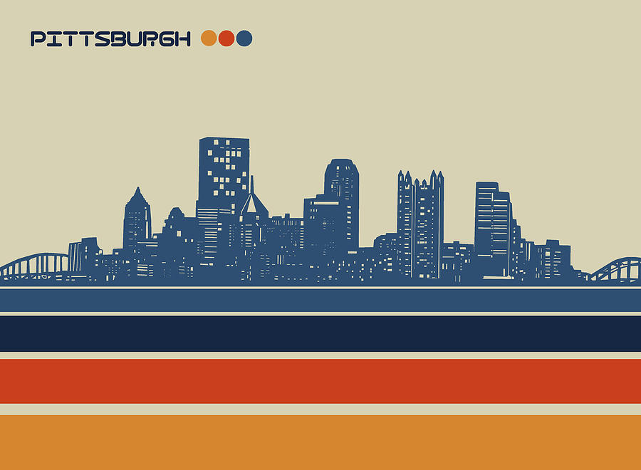 Pittsburgh Skyline Retro 2 Digital Art