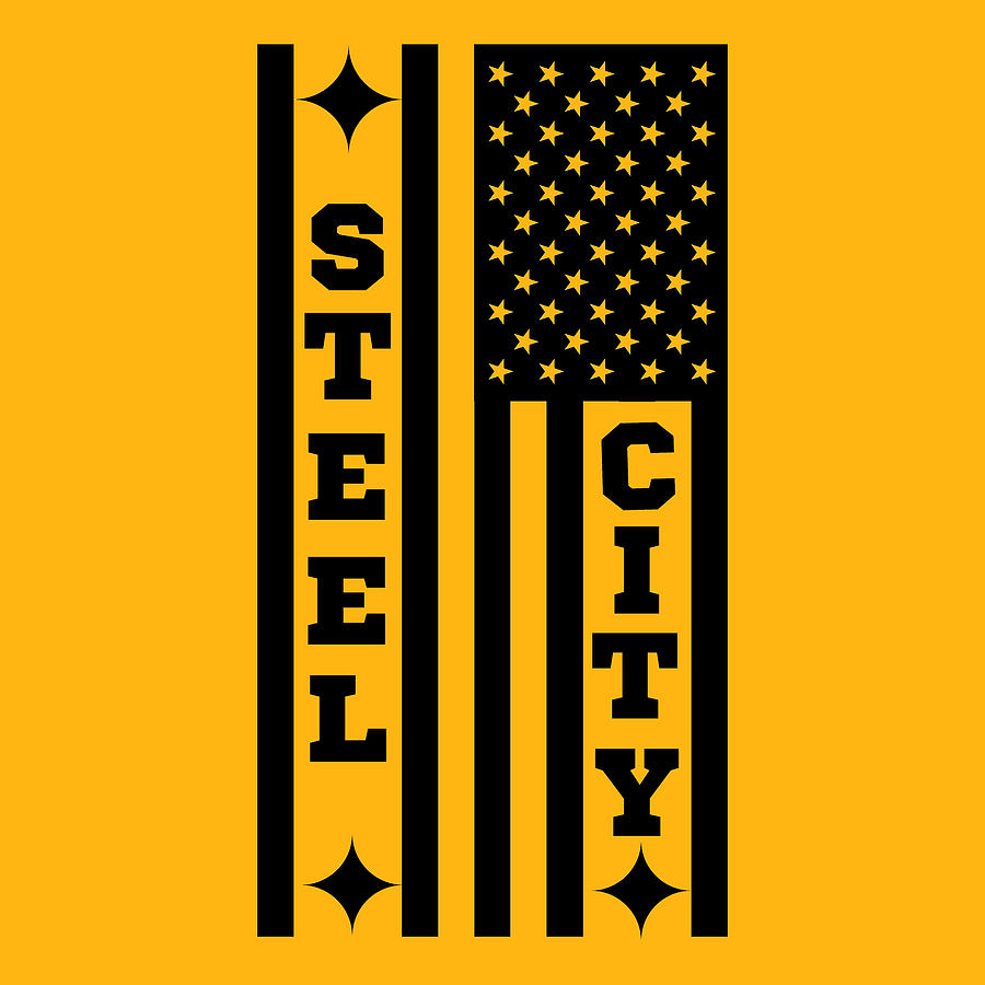Pittsburgh Steel City American Flag Gifts Digital Art by Aaron Geraud