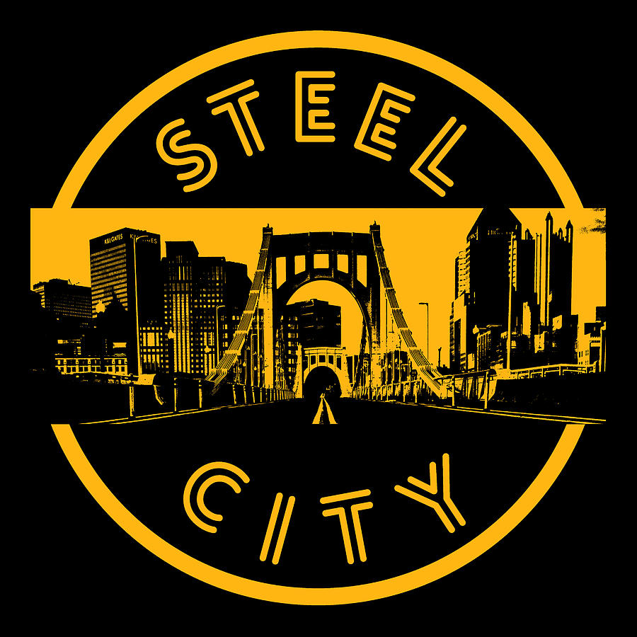 Pittsburgh Steel City Black Gold Retro Print Photograph by Aaron Geraud
