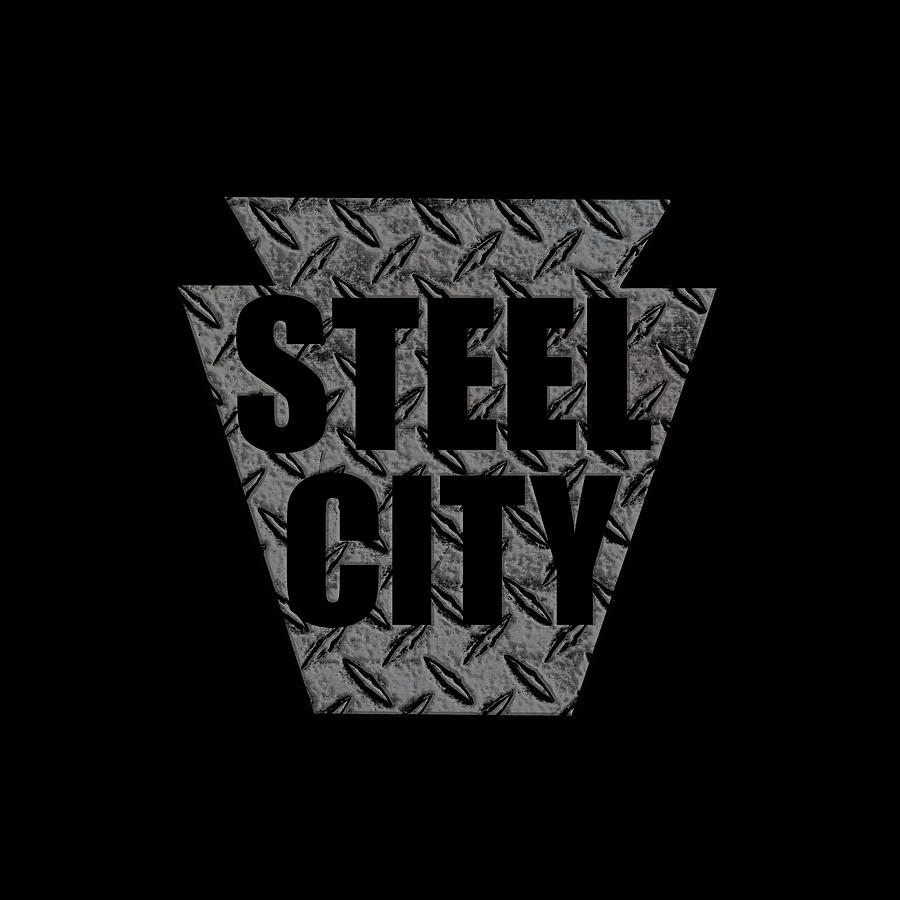 Pittsburgh Steel City Keystone Metal Design on Black Digital Art by Aaron Geraud