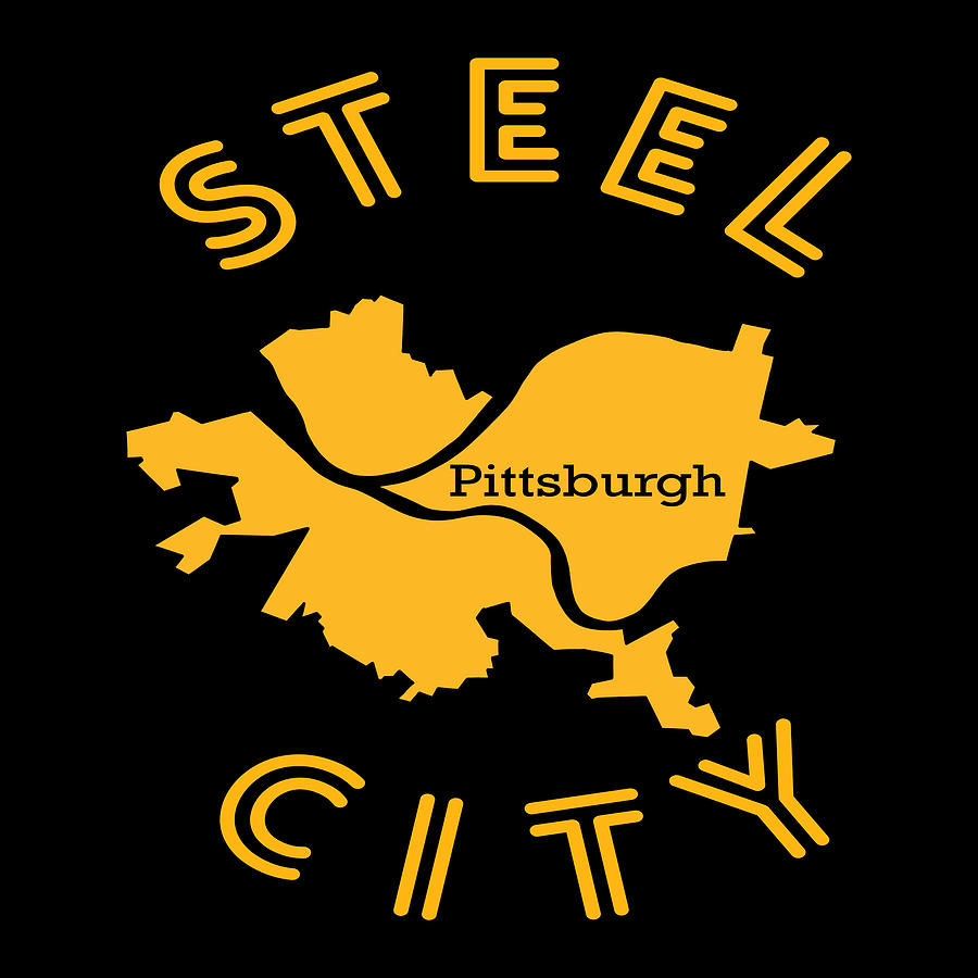 Pittsburgh Steel City Retro Map Print Digital Art by Aaron Geraud ...