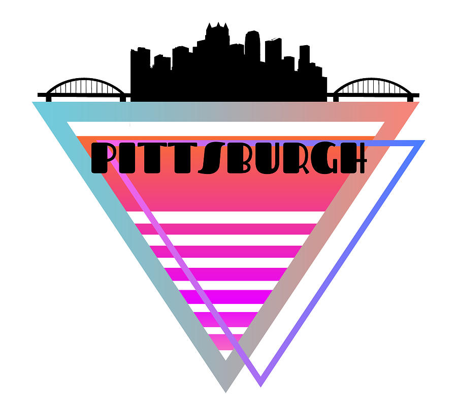 Pittsburgh Steel City Skyline Retro 80s Vintage Print Digital Art by Aaron Geraud