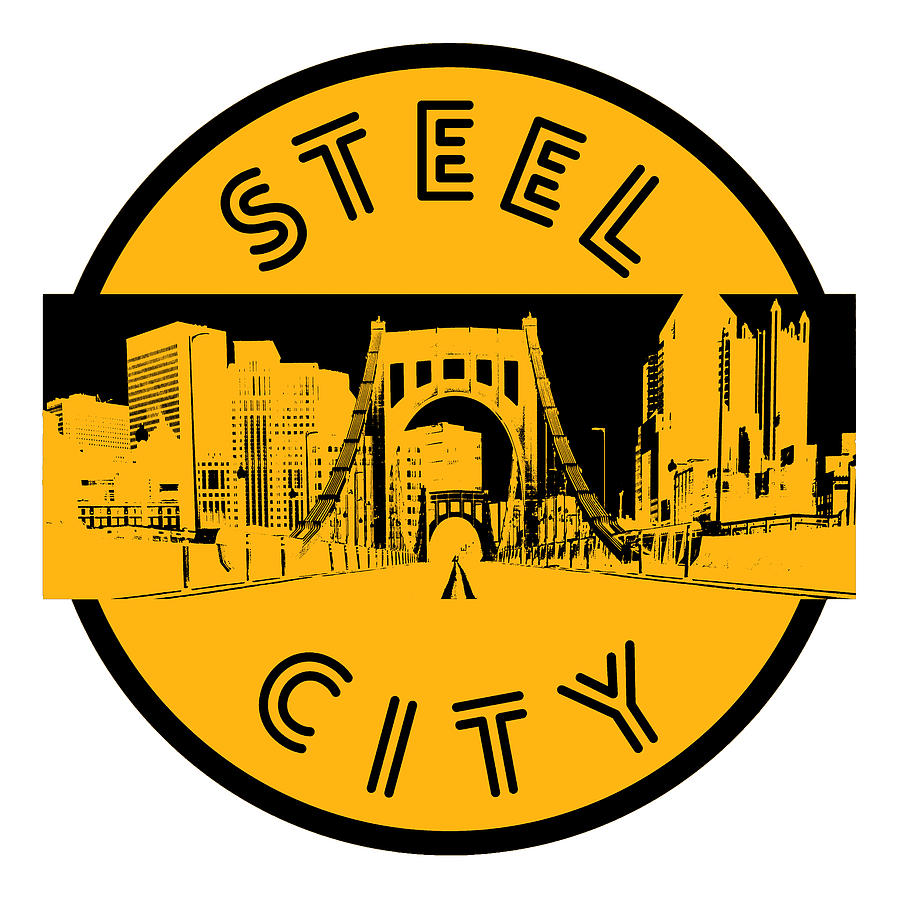 Pittsburgh Steel City Vintage Skyline Gold Print Digital Art by Aaron ...