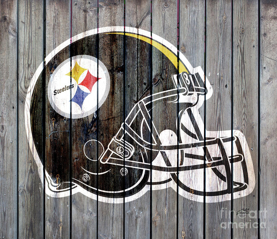 Pittsburgh Steelers Digital Art - Pittsburgh Steelers Wood Helmet by CAC Graphics