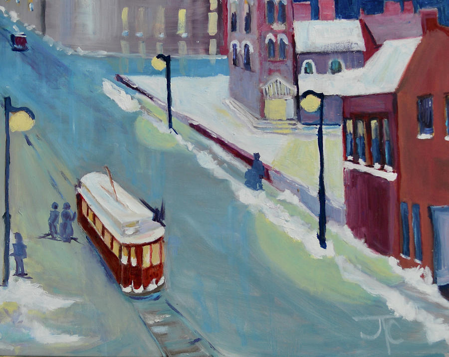Pittsburgh Streetcar Painting by Julie Todd-Cundiff