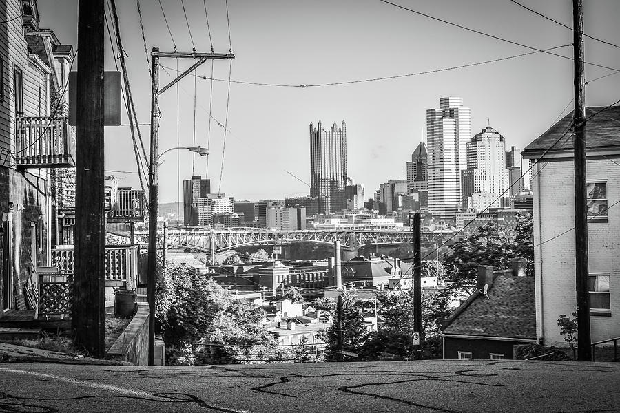 Pittsburgh View from South Side Slopes BW Photograph by Aaron Geraud