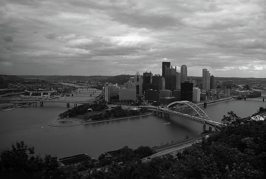 Architecture Photograph - Pittsburgh - View of the Three Rivers 2003 BW by Frank Romeo