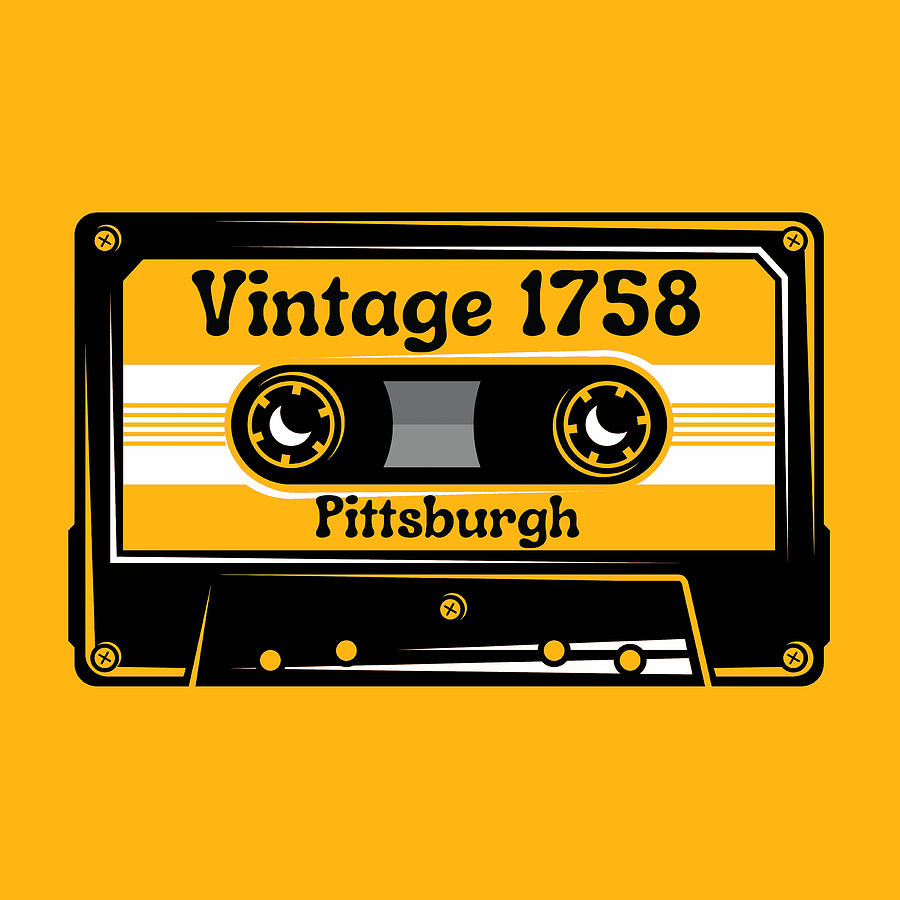 Pittsburgh Vintage 1758 Music Cassette Tape Retro 80s Gifts Digital Art by Aaron Geraud