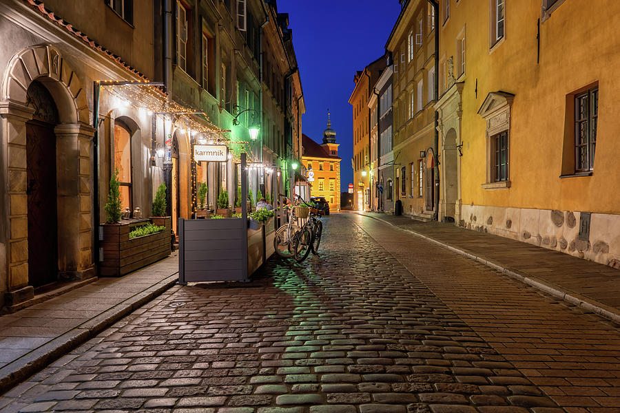 Piwna Street In Warsaw Old Town at Night Photograph by Artur Bogacki